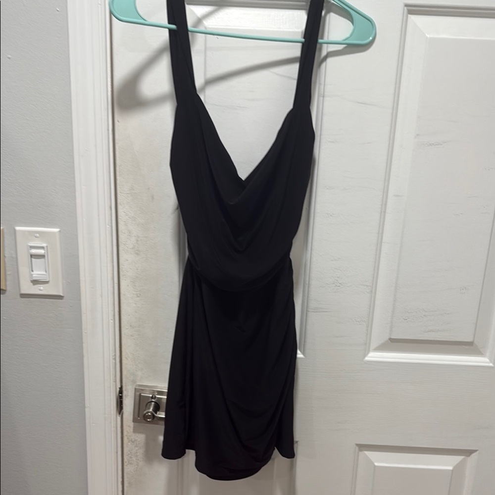 Elegant Black Draped Women's Dress